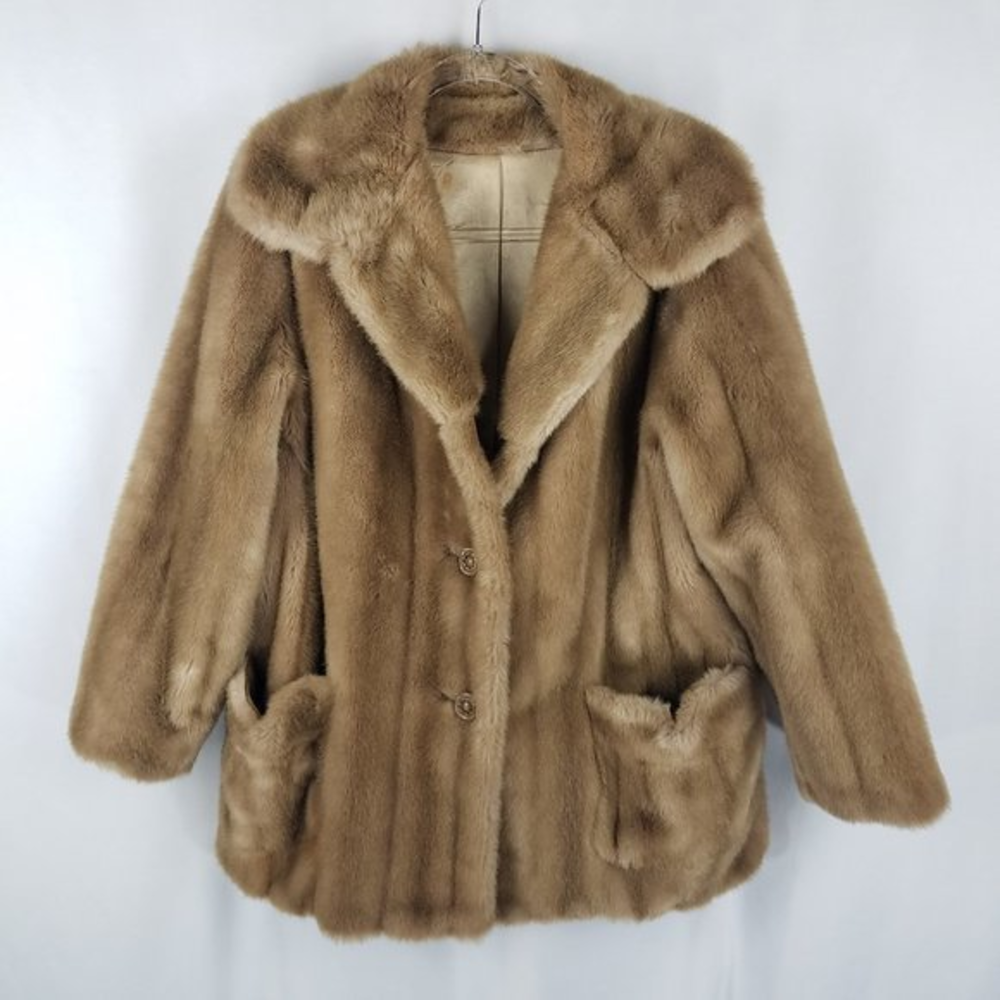 Mincara styled by Russell Taylor‎ coat tan faux fur L/XL